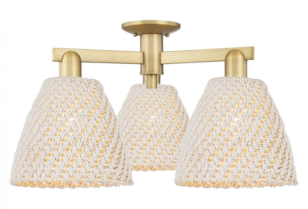 Bristol Natural - 3 Light - 27 inch - Brushed Brass - Semi-Flush Mount