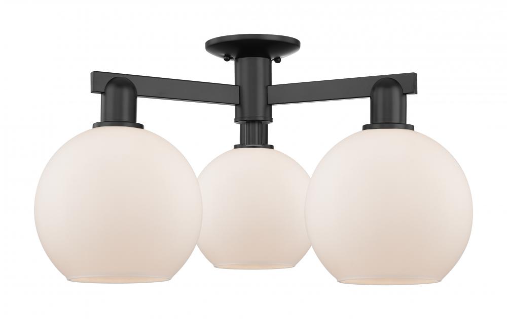 Athens - 3 Light - 26 inch - Matte Black - Semi-Flush Mount