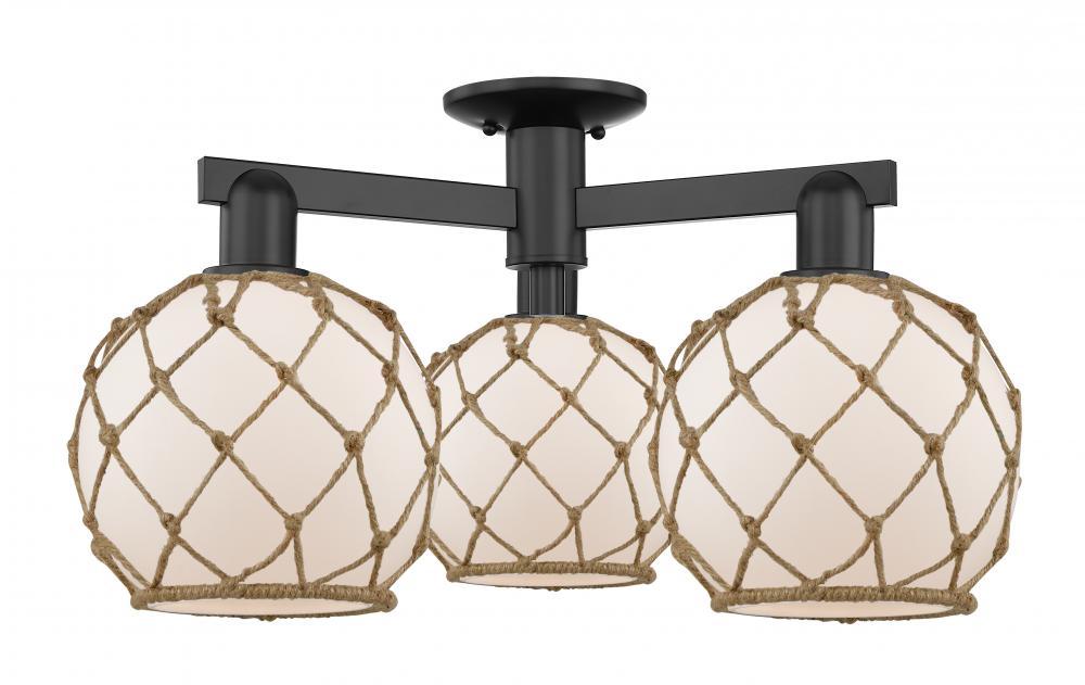 Farmhouse Rope - 3 Light - 26 inch - Matte Black - Semi-Flush Mount
