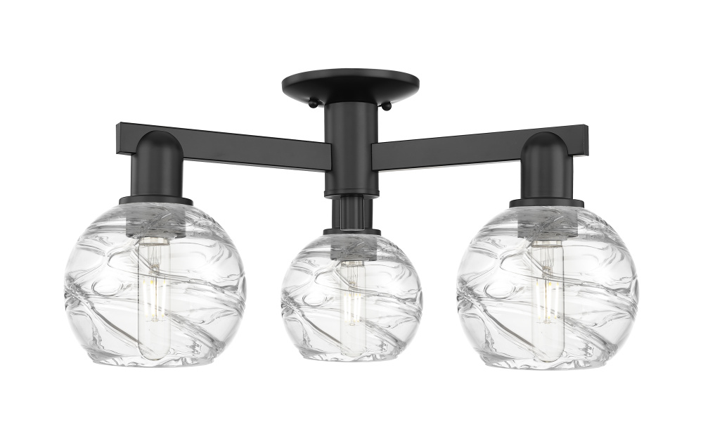 Athens Deco Swirl - 3 Light - 6 inch - Matte Black - Semi-Flush Mount