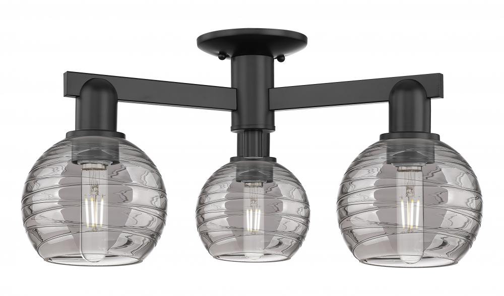 Athens Deco Swirl - 3 Light - 6 inch - Matte Black - Semi-Flush Mount