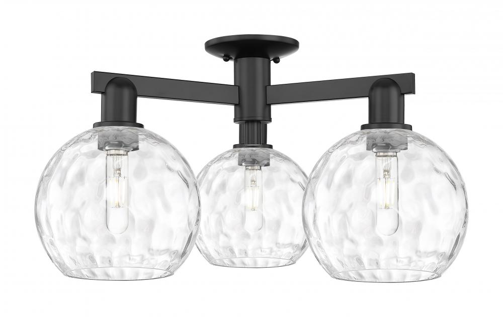 Athens Water Glass - 3 Light - 26 inch - Matte Black - Semi-Flush Mount