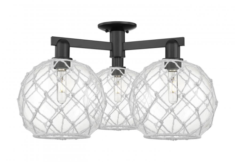Farmhouse Rope - 3 Light - 28 inch - Matte Black - Semi-Flush Mount