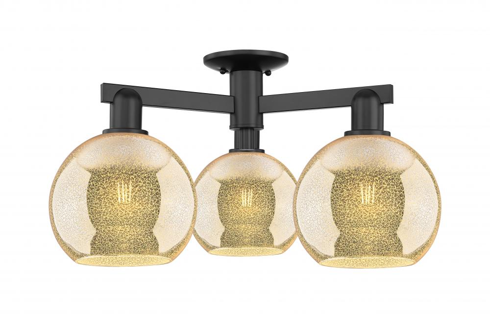 Athens - 3 Light - 26 inch - Matte Black - Semi-Flush Mount