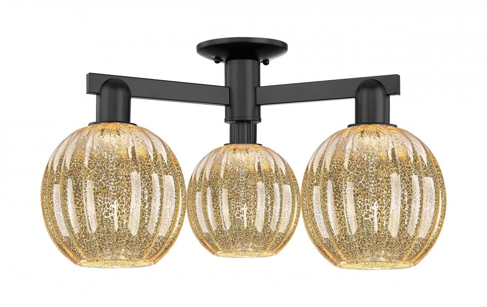 Preston Globe - 3 Light - 6 inch - Matte Black - Semi-Flush Mount