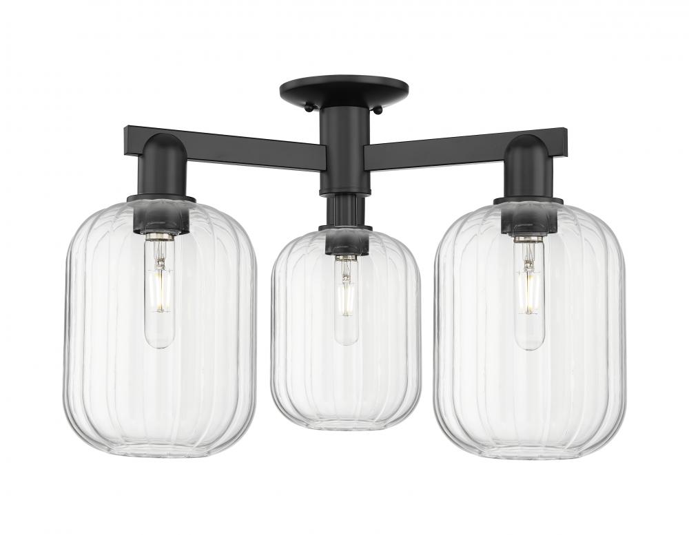 Preston Cylinder - 3 Light - 6 inch - Matte Black - Semi-Flush Mount