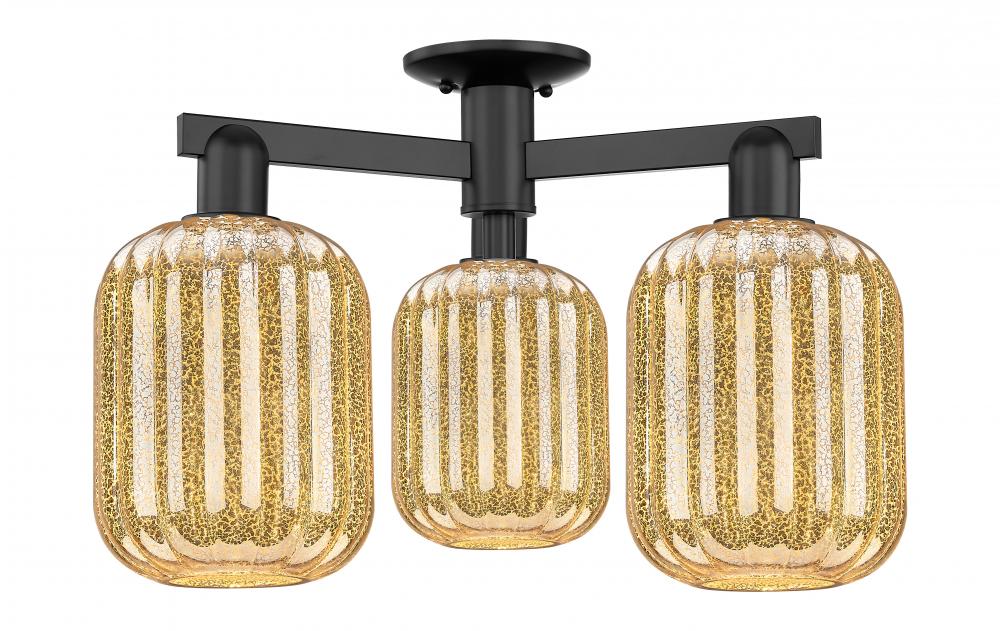 Preston Cylinder - 3 Light - 6 inch - Matte Black - Semi-Flush Mount