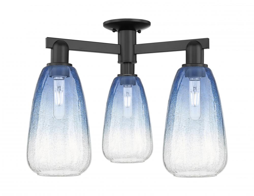 Brookhaven Almond - 3 Light - 6 inch - Matte Black - Semi-Flush Mount