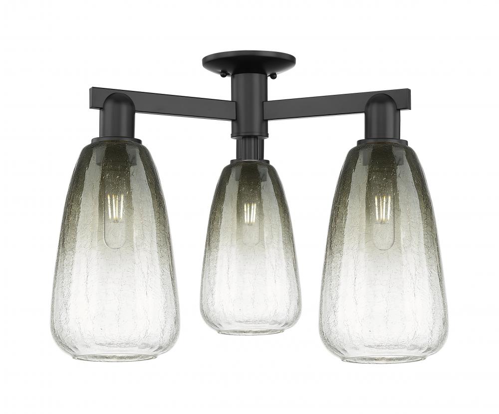 Brookhaven Almond - 3 Light - 6 inch - Matte Black - Semi-Flush Mount