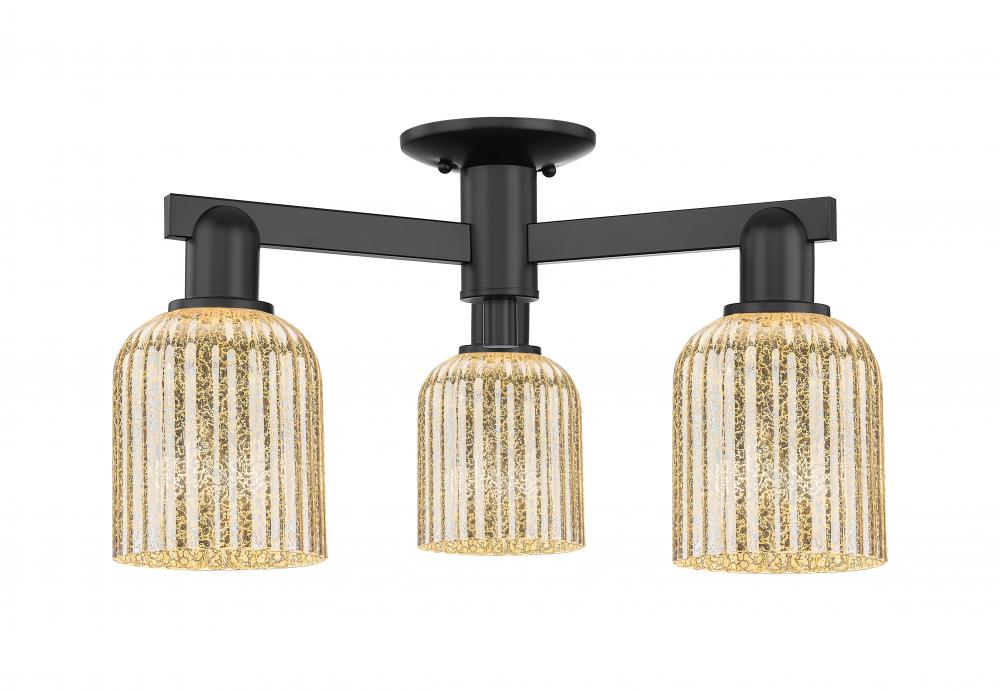 Bridal Veil - 3 Light - 6 inch - Matte Black - Semi-Flush Mount