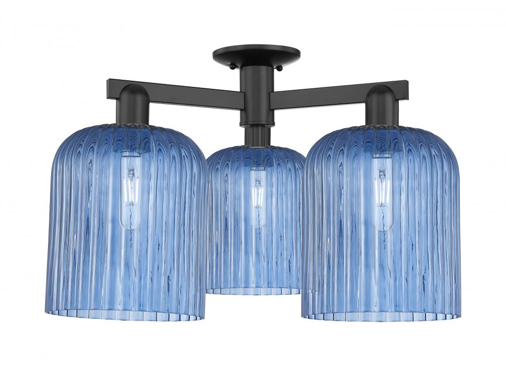 Bridal Veil - 3 Light - 26 inch - Matte Black - Semi-Flush Mount