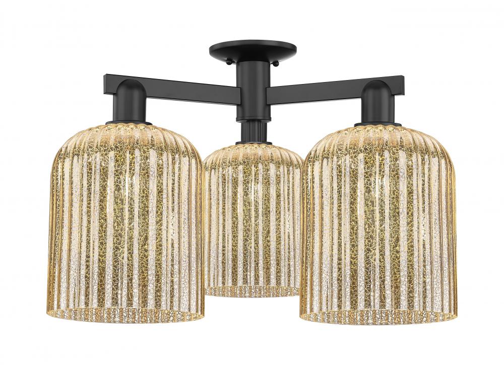 Bridal Veil - 3 Light - 26 inch - Matte Black - Semi-Flush Mount