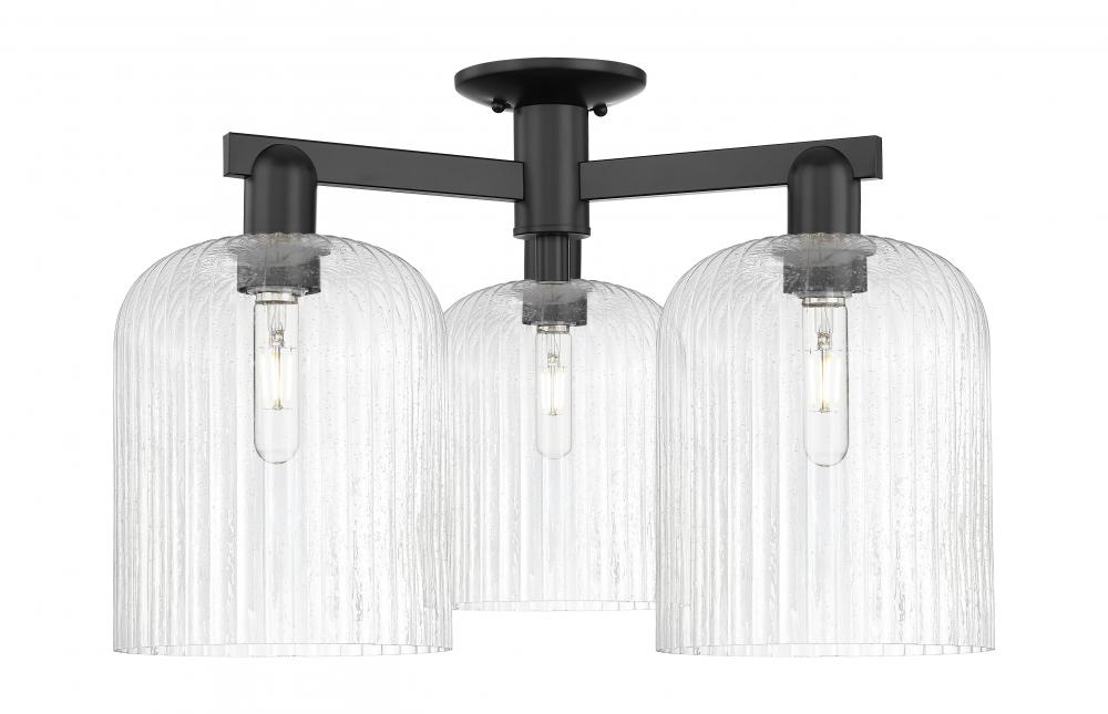 Bridal Veil - 3 Light - 26 inch - Matte Black - Semi-Flush Mount
