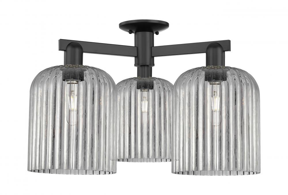 Bridal Veil - 3 Light - 26 inch - Matte Black - Semi-Flush Mount