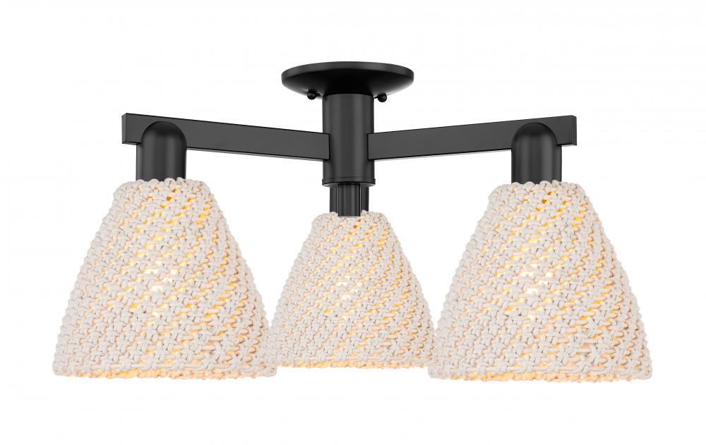 Bristol Natural - 3 Light - 6 inch - Matte Black - Semi-Flush Mount