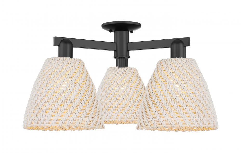 Bristol Natural - 3 Light - 27 inch - Matte Black - Semi-Flush Mount