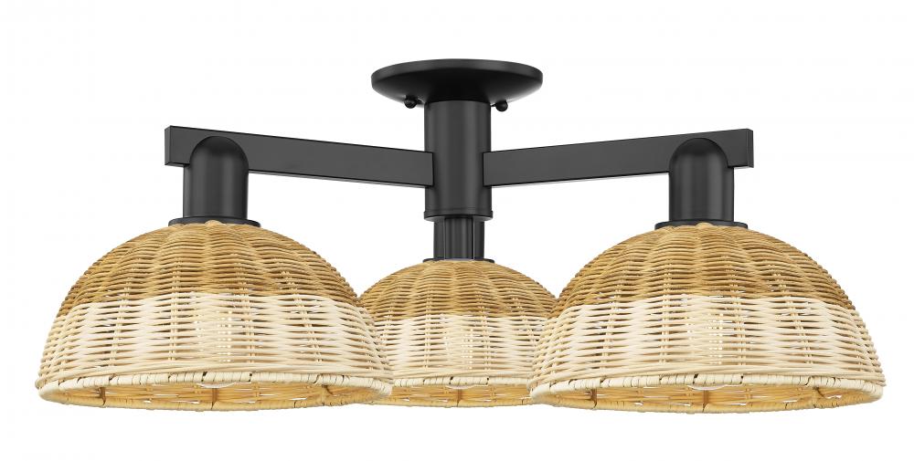 Bristol Natural II - 3 Light - 27 inch - Matte Black - Semi-Flush Mount