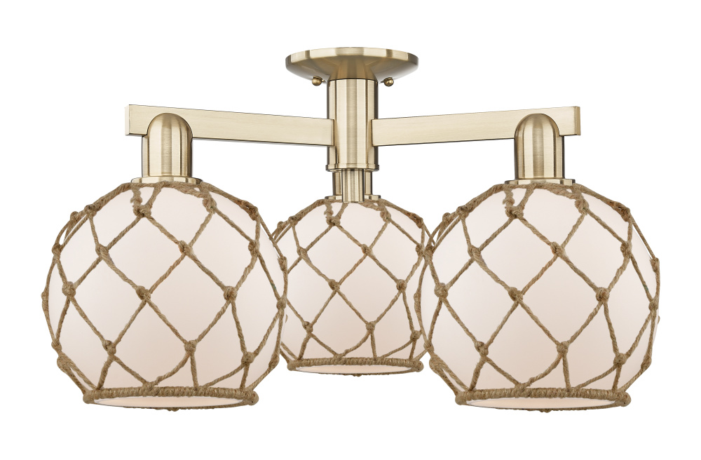 Farmhouse Rope - 3 Light - 26 inch - Champagne Bronze - Semi-Flush Mount