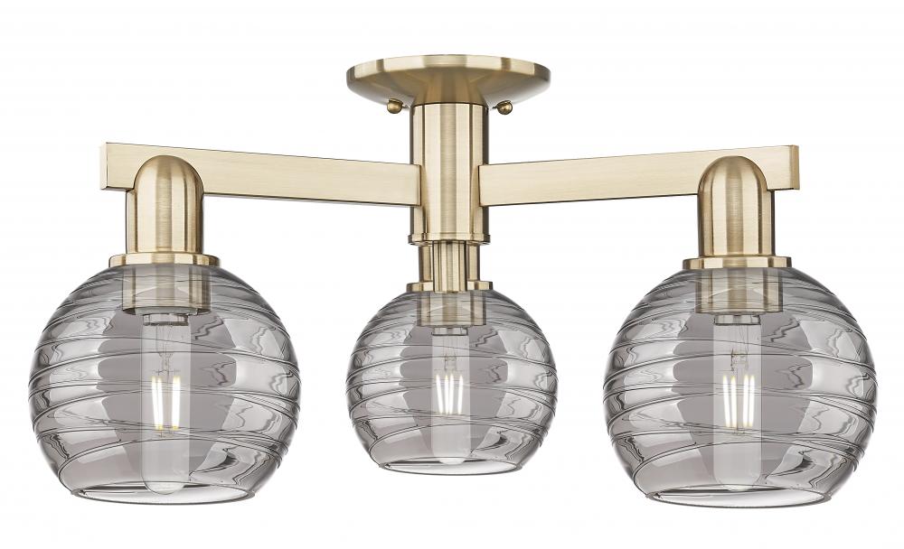 Athens Deco Swirl - 3 Light - 6 inch - Champagne Bronze - Semi-Flush Mount