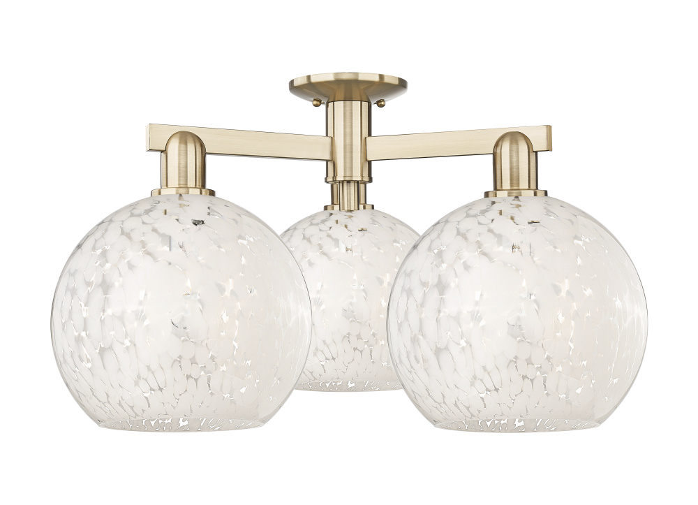White Mouchette - 3 Light - 28 inch - Champagne Bronze - Semi-Flush Mount