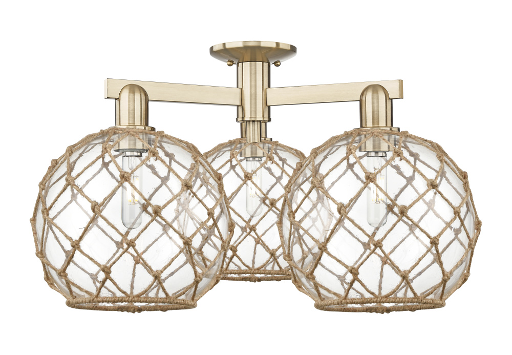 Farmhouse Rope - 3 Light - 28 inch - Champagne Bronze - Semi-Flush Mount