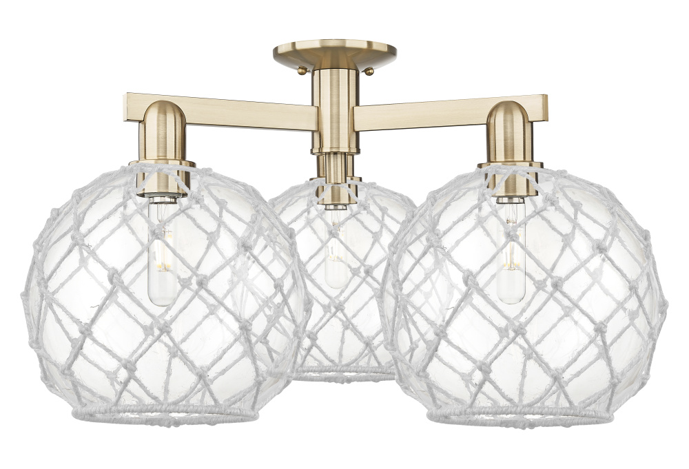 Farmhouse Rope - 3 Light - 28 inch - Champagne Bronze - Semi-Flush Mount