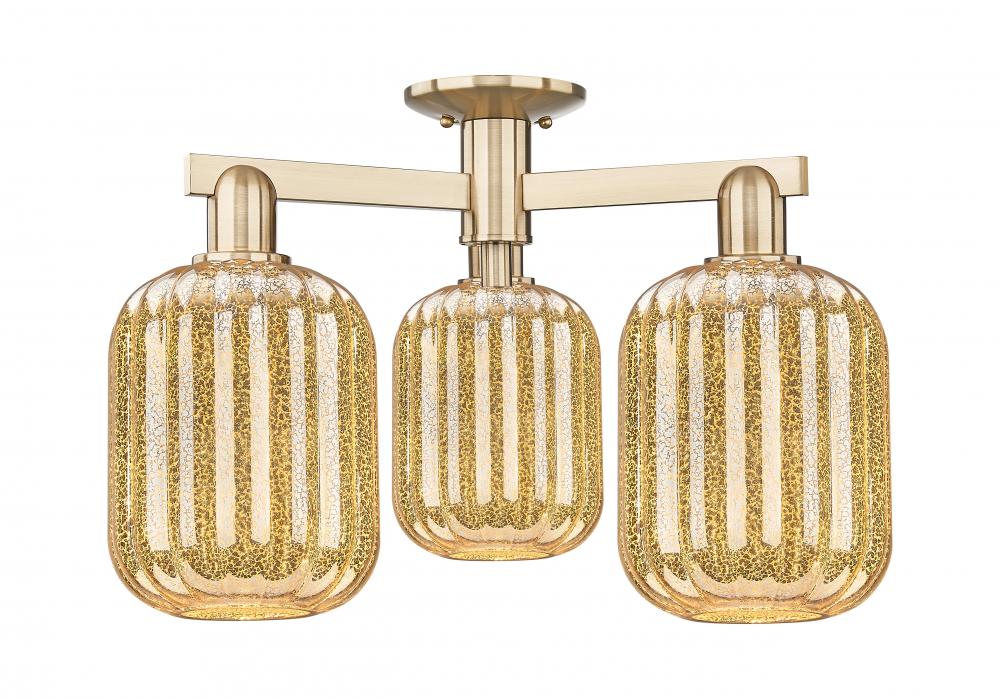 Preston Cylinder - 3 Light - 6 inch - Champagne Bronze - Semi-Flush Mount