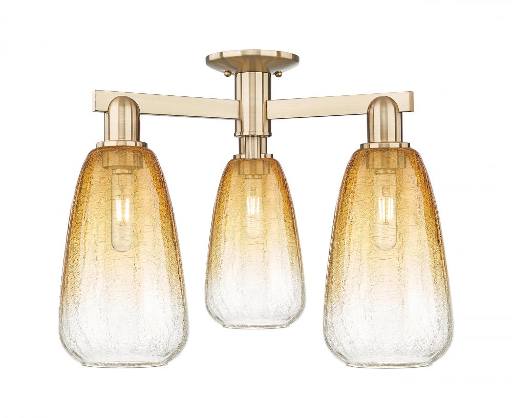 Brookhaven Almond - 3 Light - 6 inch - Champagne Bronze - Semi-Flush Mount