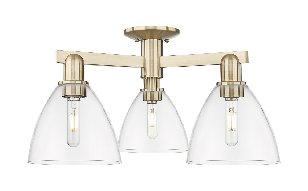 Bristol - 3 Light - 25 inch - Champagne Bronze - Semi-Flush Mount