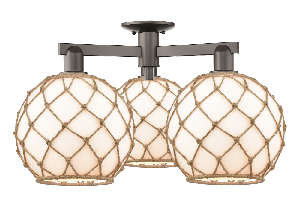 Farmhouse Rope - 3 Light - 28 inch - Oil Rubbed Bronze - Semi-Flush Mount