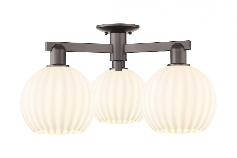 White Venetian - 3 Light - 26 inch - Oil Rubbed Bronze - Semi-Flush Mount