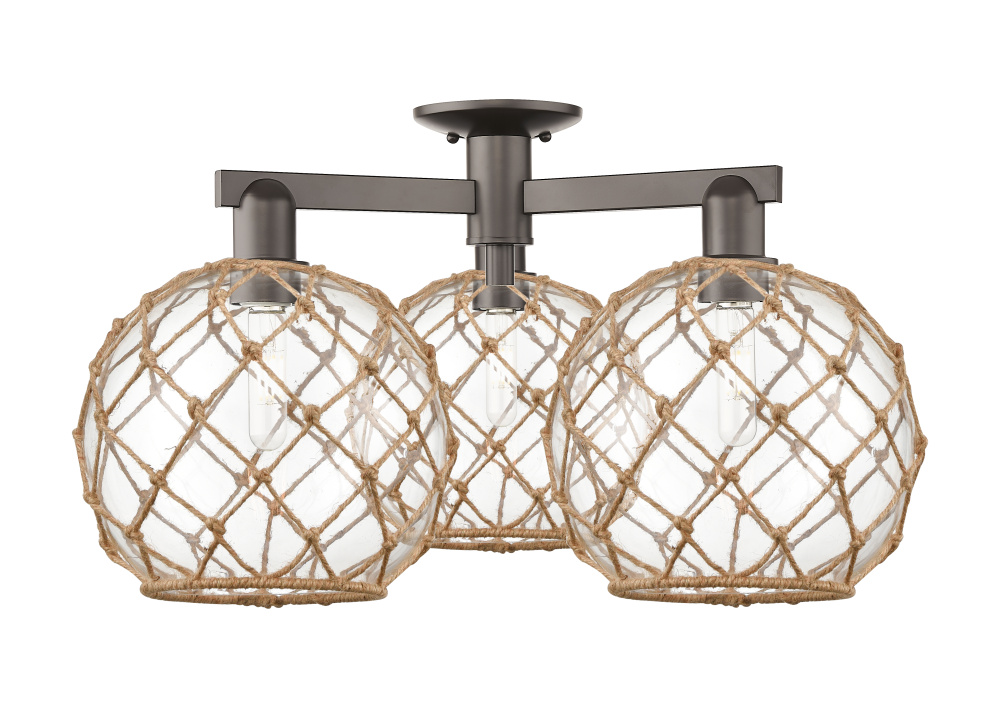 Farmhouse Rope - 3 Light - 28 inch - Oil Rubbed Bronze - Semi-Flush Mount