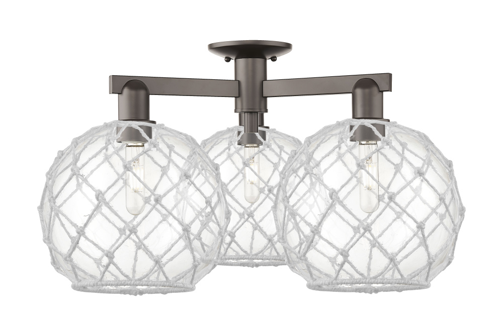 Farmhouse Rope - 3 Light - 28 inch - Oil Rubbed Bronze - Semi-Flush Mount
