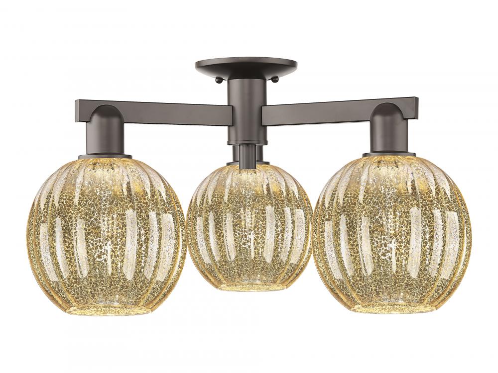 Preston Globe - 3 Light - 6 inch - Oil Rubbed Bronze - Semi-Flush Mount