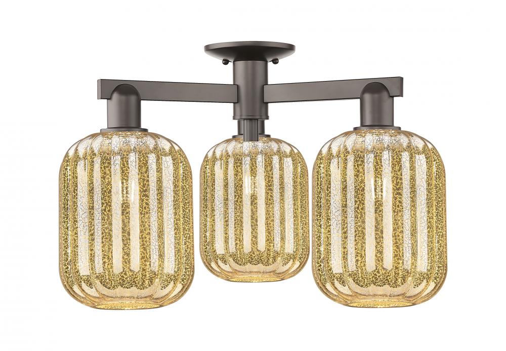 Preston Cylinder - 3 Light - 6 inch - Oil Rubbed Bronze - Semi-Flush Mount