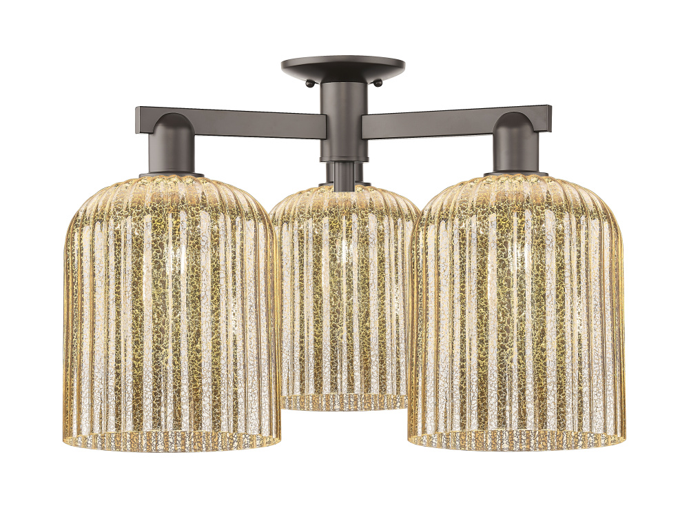 Bridal Veil - 3 Light - 26 inch - Oil Rubbed Bronze - Semi-Flush Mount