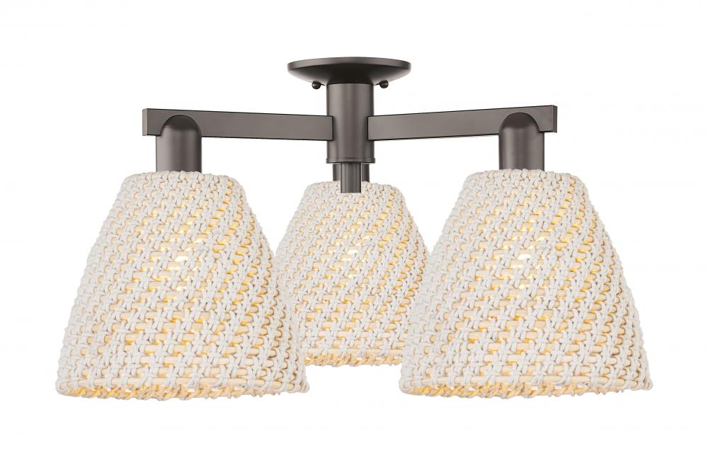 Bristol Natural - 3 Light - 27 inch - Oil Rubbed Bronze - Semi-Flush Mount