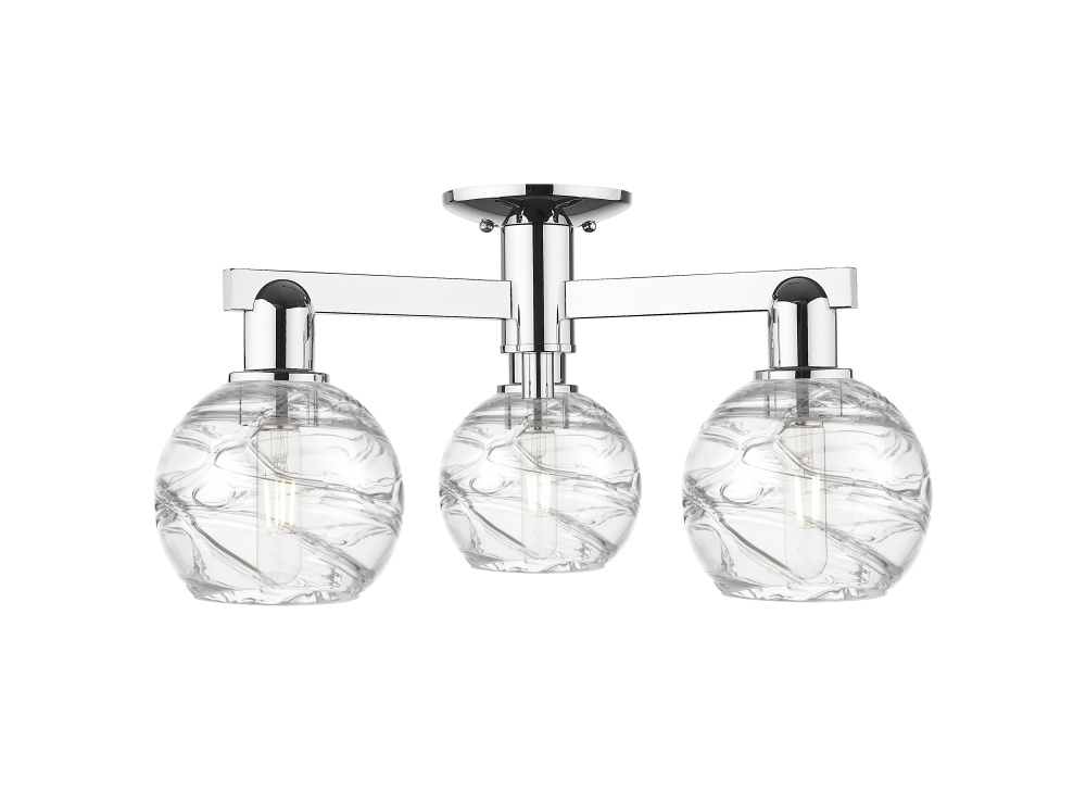 Athens Deco Swirl - 3 Light - 6 inch - Polished Chrome - Semi-Flush Mount