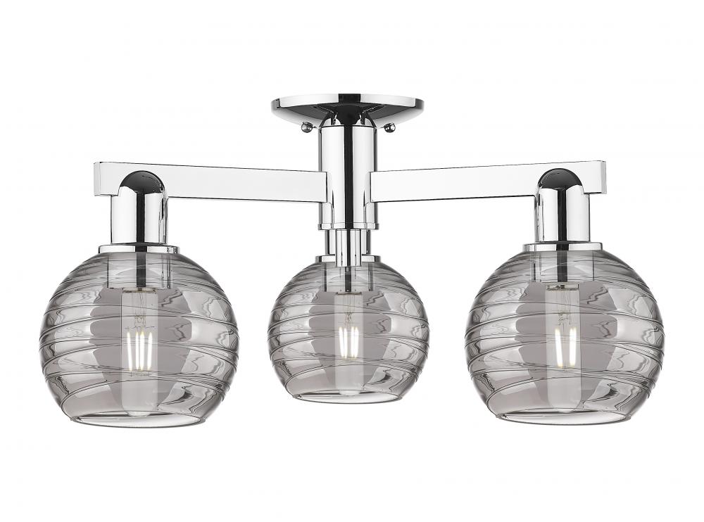 Athens Deco Swirl - 3 Light - 6 inch - Polished Chrome - Semi-Flush Mount