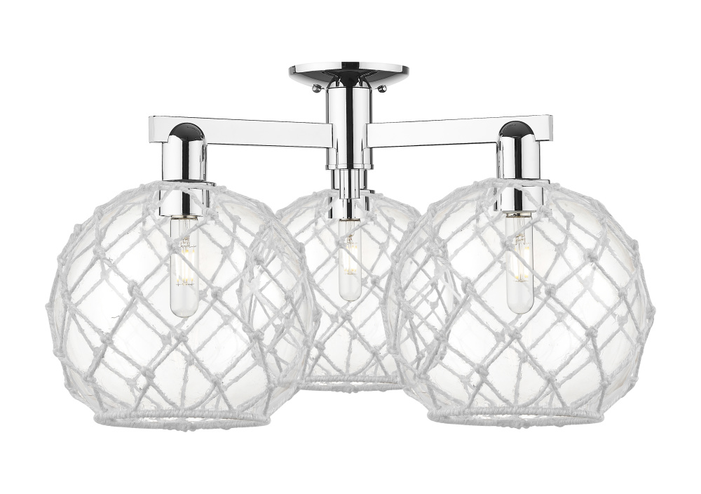 Farmhouse Rope - 3 Light - 28 inch - Polished Chrome - Semi-Flush Mount