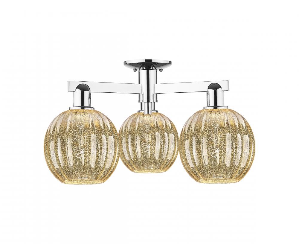 Preston Globe - 3 Light - 6 inch - Polished Chrome - Semi-Flush Mount