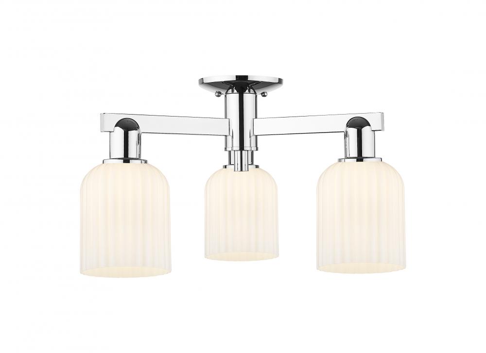 Bridal Veil - 3 Light - 6 inch - Polished Chrome - Semi-Flush Mount