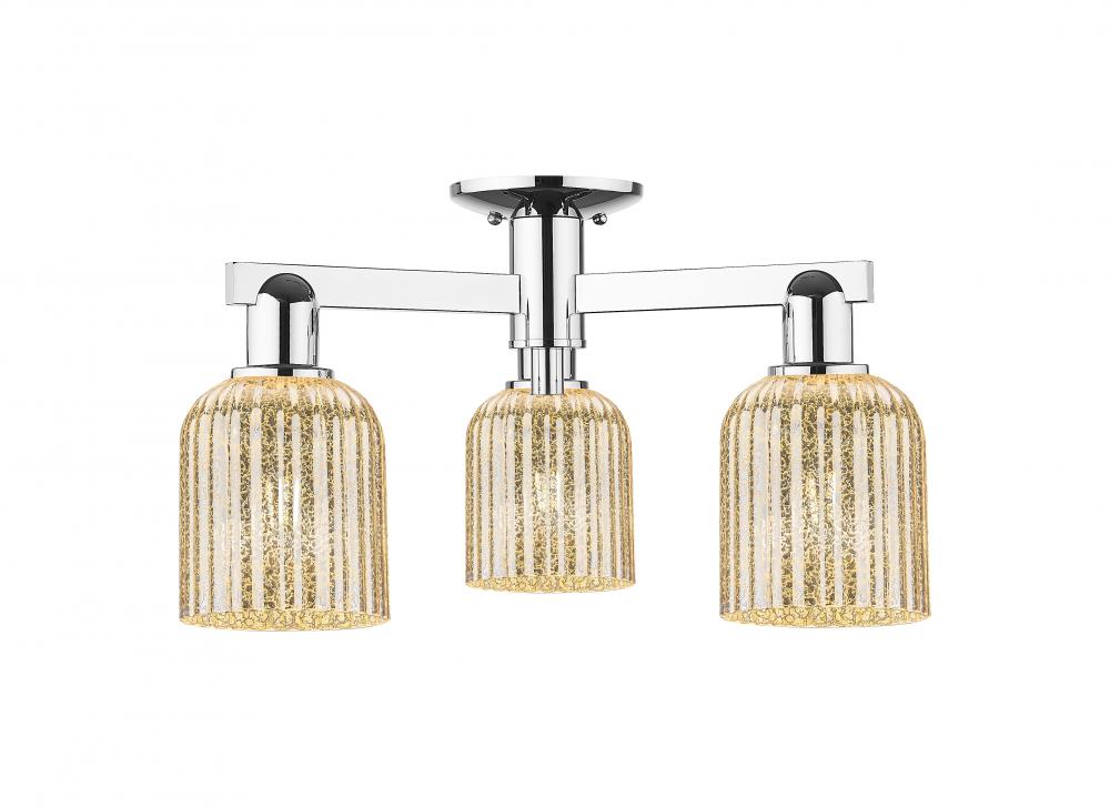 Bridal Veil - 3 Light - 6 inch - Polished Chrome - Semi-Flush Mount