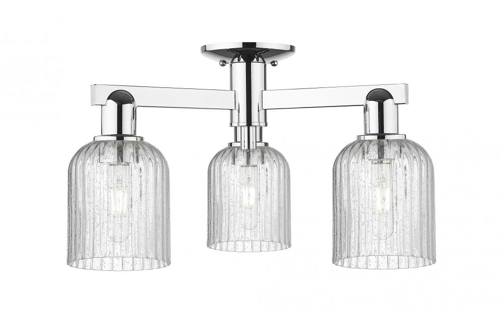 Bridal Veil - 3 Light - 6 inch - Polished Chrome - Semi-Flush Mount