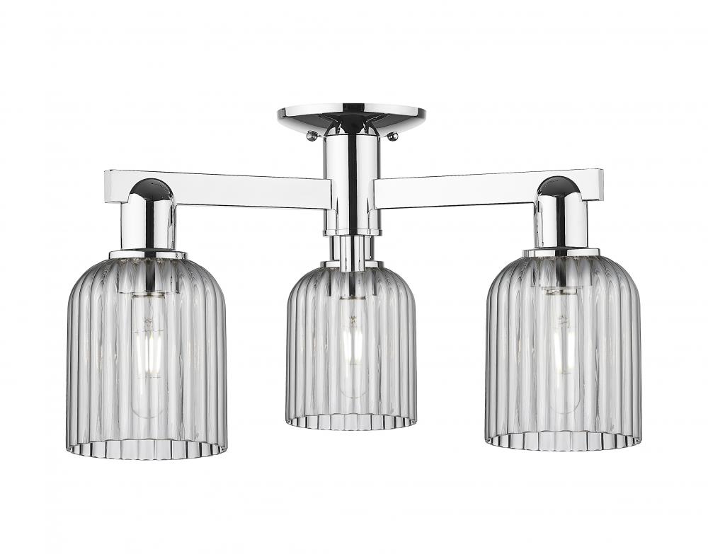 Bridal Veil - 3 Light - 6 inch - Polished Chrome - Semi-Flush Mount