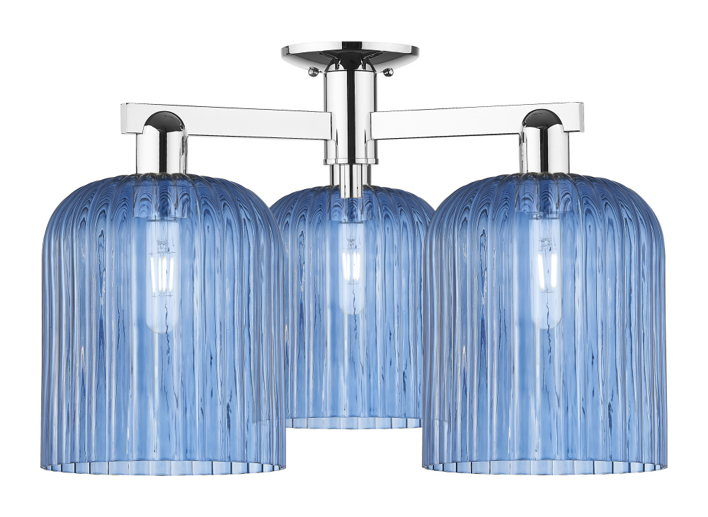 Bridal Veil - 3 Light - 26 inch - Polished Chrome - Semi-Flush Mount