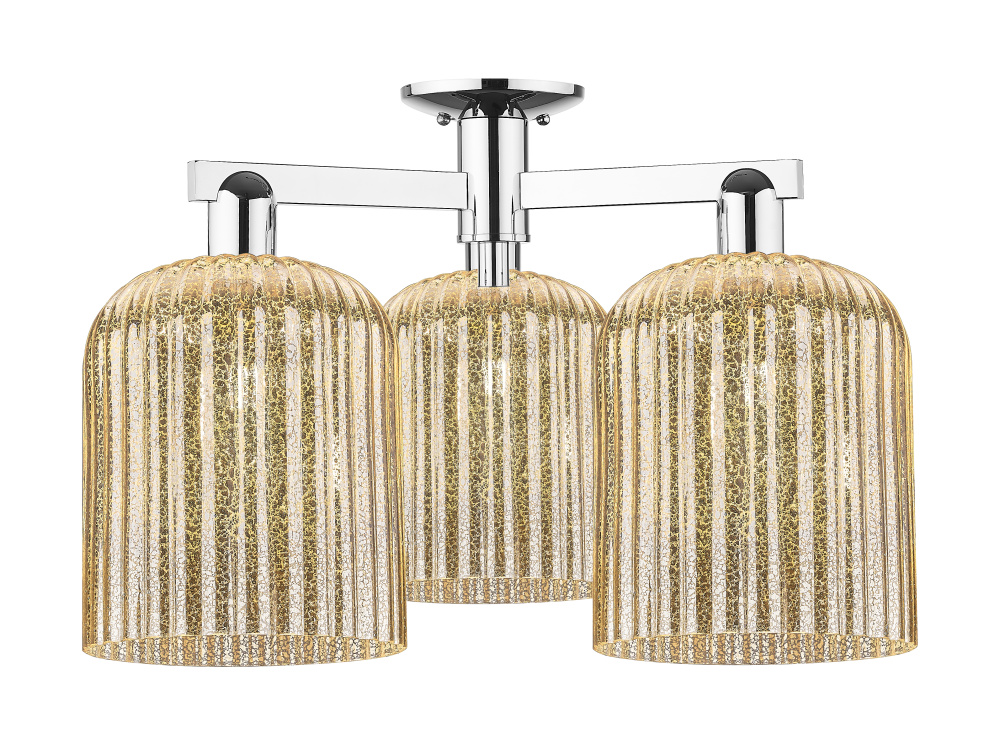 Bridal Veil - 3 Light - 26 inch - Polished Chrome - Semi-Flush Mount