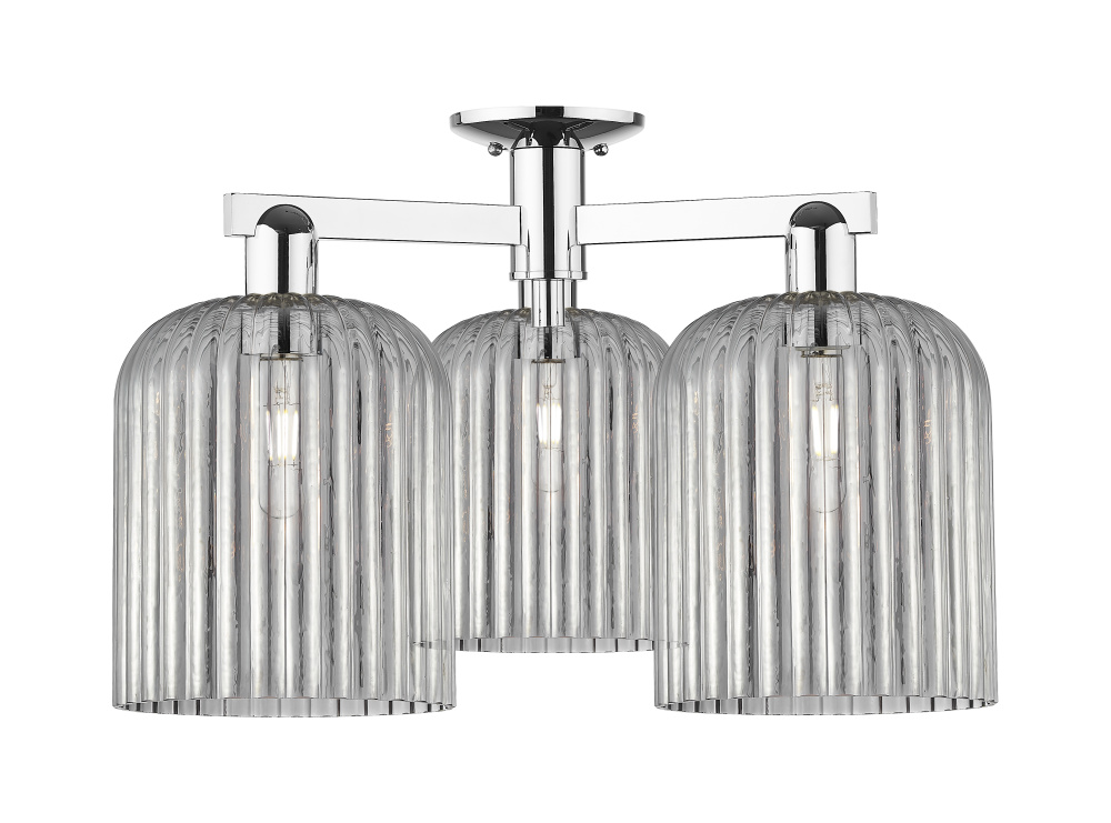 Bridal Veil - 3 Light - 26 inch - Polished Chrome - Semi-Flush Mount