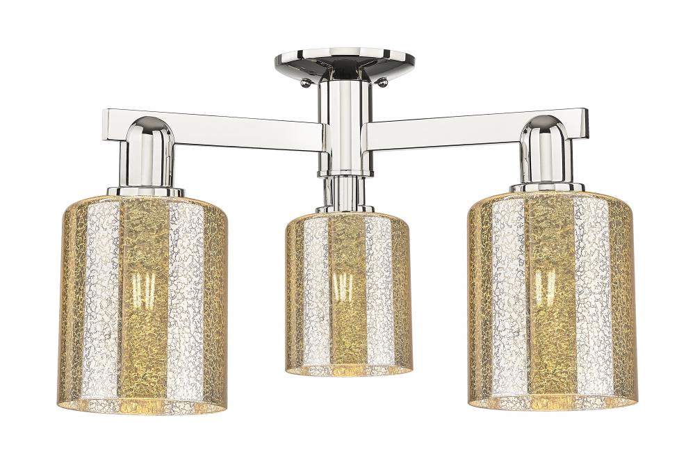 Cobbleskill - 3 Light - 23 inch - Polished Nickel - Semi-Flush Mount