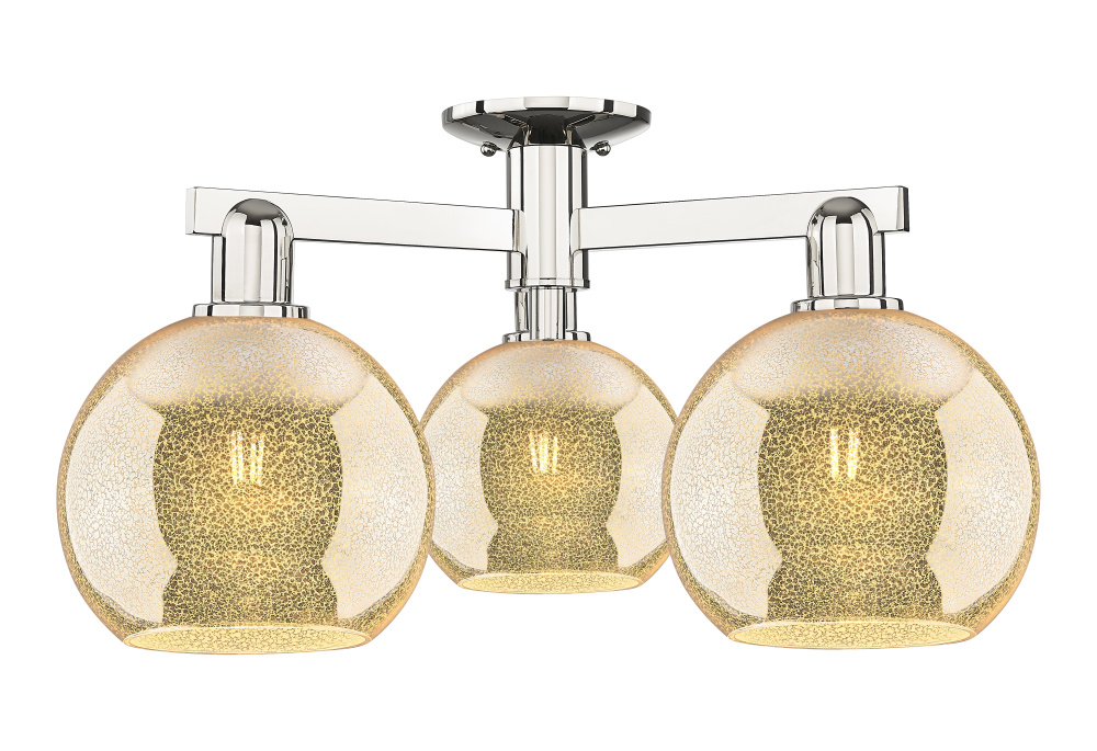 Athens - 3 Light - 26 inch - Polished Nickel - Semi-Flush Mount